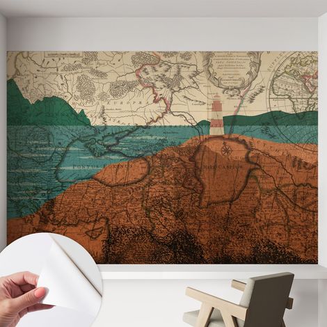 Fotomurale adesivo stickers - per camera da letto - per corridoio - decorazione casa moderna Mappa storica 152x104 cm (1/5)