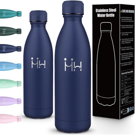 Gourde Isotherme 1l, Double Paroi, Bouteille Isotherme, Anti-Fuite, Gourde Inox, , Bouteille d'eau, pour Sport,Travail, Voyage, Randonnée, Camping, Bleu Profond -287c (1/5)