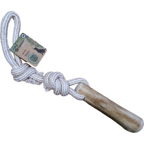 Jouet corde à tirer avec bâton à mâché Green java 46 cm M pour chien - Flamingo