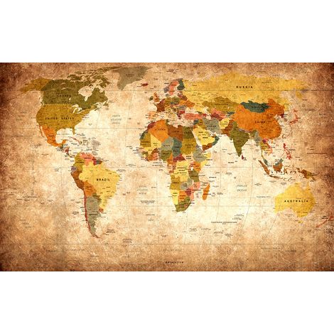 Affiche carte du monde ton orangé 60x40cm – Impression sur papier d’art mat 225g – Décoration murale moderne – 100% made in France – Hxadeco