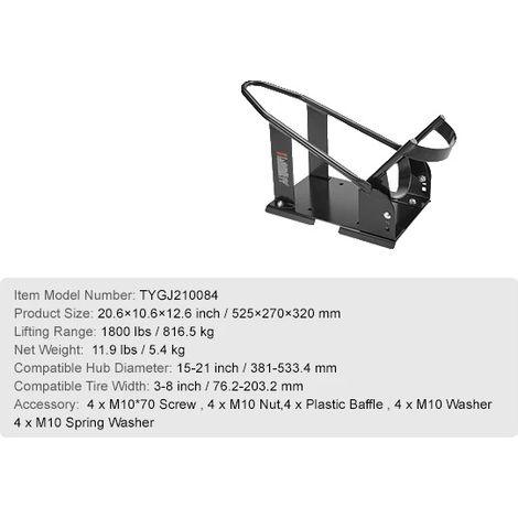 Support de roue de moto, ajustable, construction robuste, 3 trous réglables (1/2)