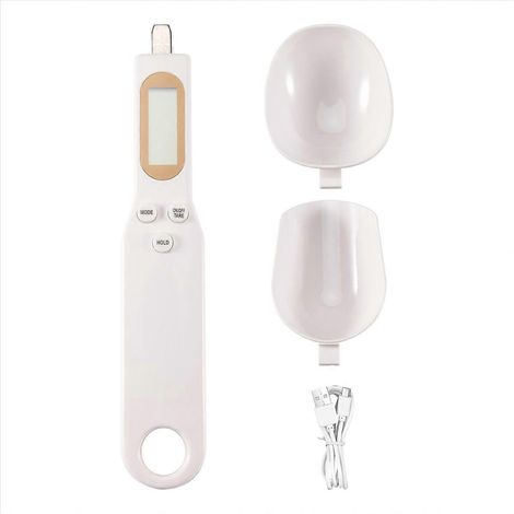 USB-Messlöffel mit integrierter Skala für Pulver und Mehl, präzises Küchengerät, wiederaufladbare elektronische Waage, praktisches Küchenzubehör zum Abmessen von trockenen Zutaten. (1/5)