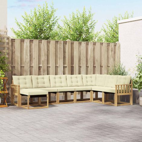 vidaXL Outdoor-Sofagarnitur mit Kissen 8 pcs Weiß und Creme (1/5)