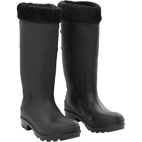 Bottes en caoutchouc avec doublure amovible, noires, pointure 40, PVC