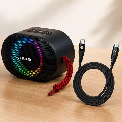 Ensemble audio portable (2 pièces) – Enceinte Bluetooth RGB 10 W et câble en Y USB-C 100 W (1/5)