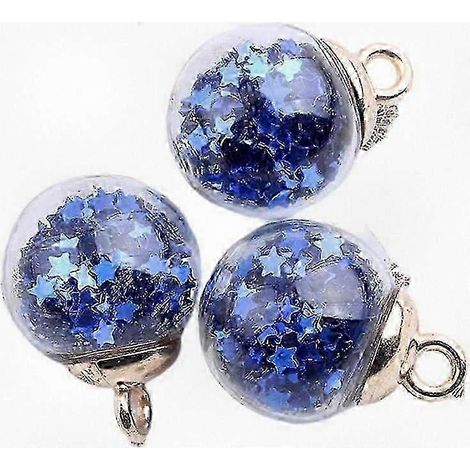 Ensemble de 10 boules de Noël en verre scintillant bleu foncé, en forme d'étoile, pour décorer le sapin. (1/5)