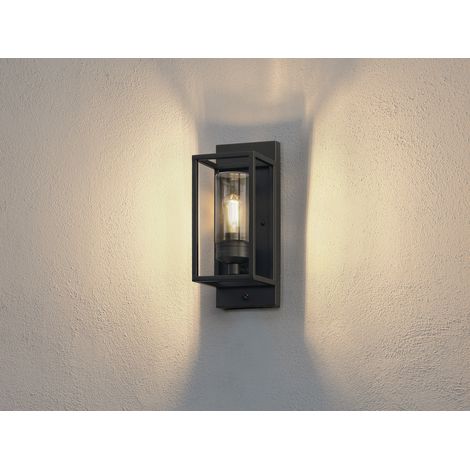 Außenwandleuchte TRANI mit Dämmerungssensor, H: 40cm Edelstahl Schwarz (1/5)