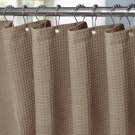 Duschvorhang – 1-teilig – Waffel-Polyester – wasserdicht und schimmelresistent – für Badewanne und Duschkabine – 152 x 214 cm, Khaki (1/5)