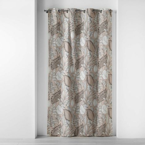 Douceur D'Intérieur – Rideau à œillets 140 x 240 cm en coton imprimé – Motif naturel – Lavable à la main – Pour habillage de fenêtres élégant (1/4)