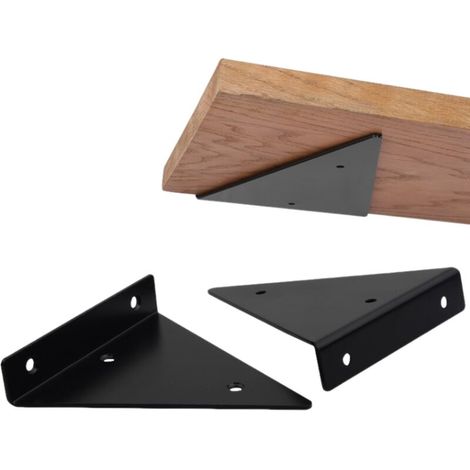 Support d'étagère invisible en métal noir – Lot de 2 pièces – Fixation triangulaire pour étagères jusqu'à 30 kg – Installation rapide