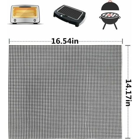 Tapis de cuisson antiadhésif 3 pièces pour barbecue - Tapis de cuisson réutilisable résistant à la chaleur, pour barbecues intérieurs et extérieurs (noir, 42 × 36 cm) (1/4)
