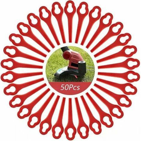 Promotion Lot de 50 Lames compatible pour Ferrex Aldi Far 20-i Coupe Bordure, lames de rechange pour Coupe Bordure sans fil Ferrex L95(13×8mm-rouge) (1/3)