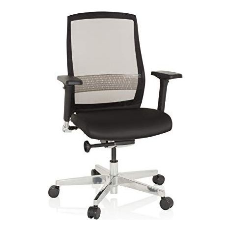 Chaise bureau / siège pivotant FOUNTAINE tissu maille transparent / assise tissu noir hjh OFFICE
