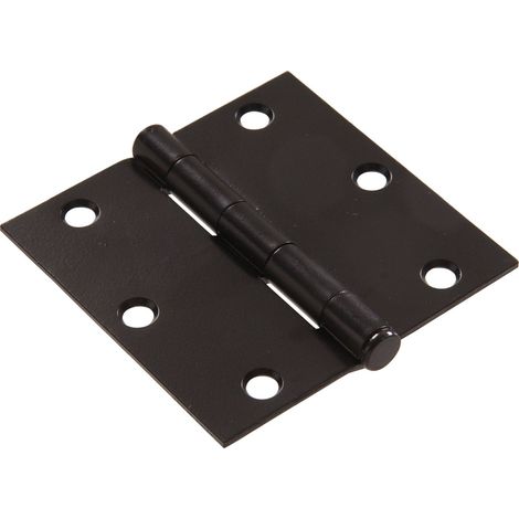 852820 7,6 cm Charnière de porte de WC – Carré d'angle – broches amovible – complète à larder – Finition noire 1-pack
