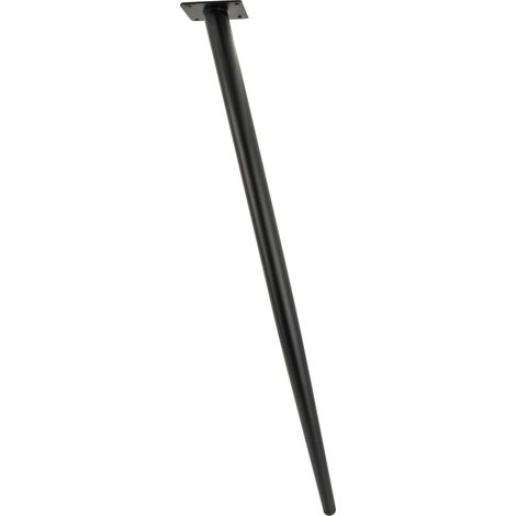 Pata de mueble, pasador oblicuo, color negro, 70 cm