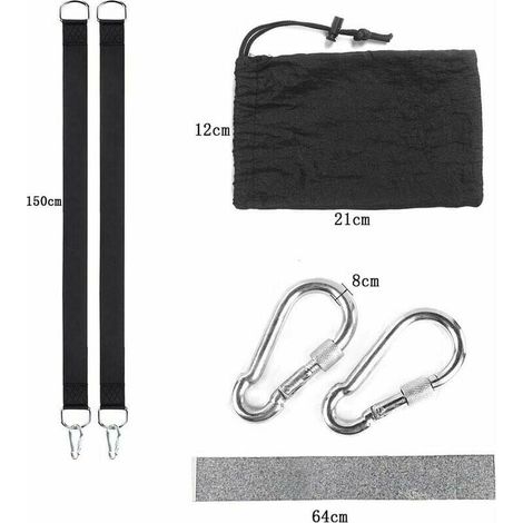 Cinghie per amaca, set resistente, 150 anelli D, carico massimo 1000 kg, ideale per amache e altalene adulti e bambini. (1/3)