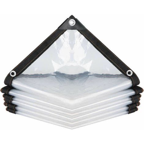 Bâche Transparente Imperméable avec Oeillets, à l'eau en PE Multi-Usage Anti-Pluie Résistante Aux Déchirures Toile de bâche Ultra légère (Color : Clear, Size : 200x200cm)