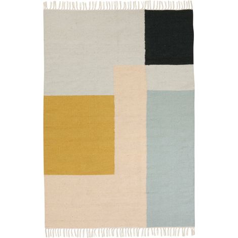[GEBRAUCHT] B-Ware Ferm Living Kelim Rug Squares Teppich Vorleger Läufer Designer 160 X 250 Cm Bunt