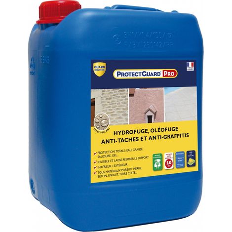 Guard Industrie – Protectguard Pro hydrofuge oléofuge 5L – Anti-taches et anti-graffitis – Protection invisible +10 ans – Intérieur et extérieur