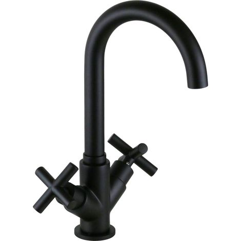 Rubinetto monoforo per lavabo a doppia leva nero opaco Gattoni Taolos 1530015NO  Nero opaco