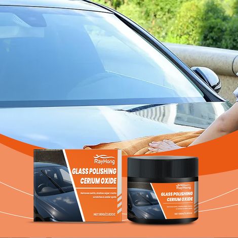 Autoglaspolierpulver zur Reinigung von Ölfilmen, Wasserflecken und leichten Kratzern auf Autoglas – 80 g -- BIEMMEDUE (1/5)