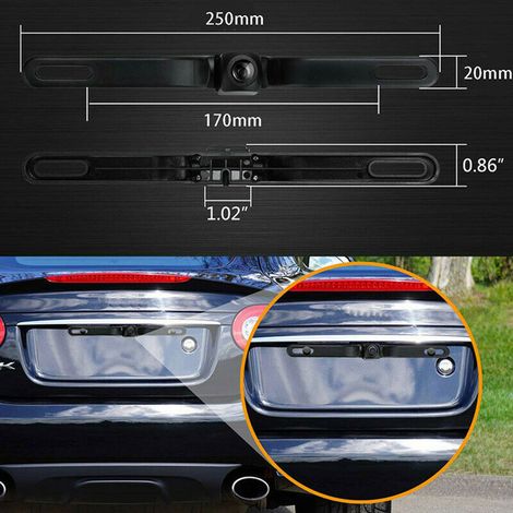 Caméra de recul sans fil WiFi 170° pour plaque d'immatriculation, kit de vision arrière pour voiture, angle large, étanche, installation facile (1/5)