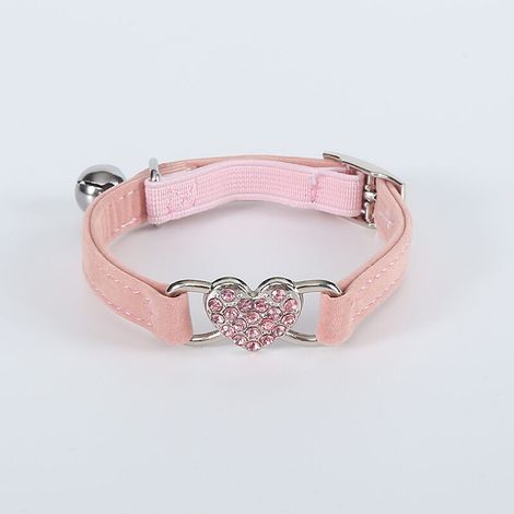 Collier pour chat avec breloque en forme de cœur - Rose (1/4)