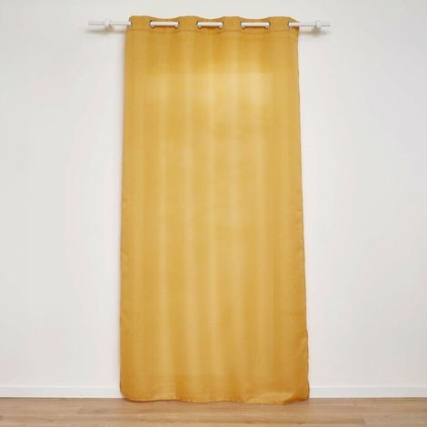 Rideau a oeillets 140 x 280 cm polyester uni+fils metallises zeline Jaune (1/3)