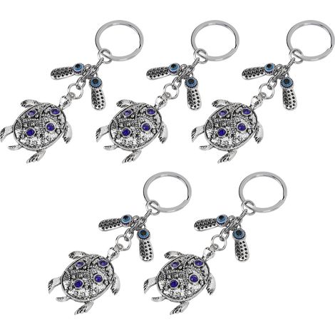 5Pcs Turtle Keychain Handcrafted Exquisite Beautiful Evil Eye Keychain for Handbag Backpack Car Decoration (1/5)