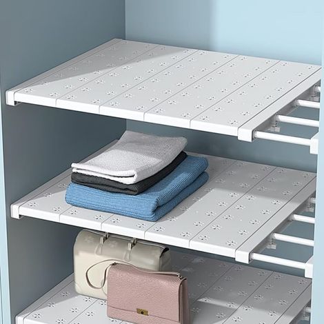 TrAdE Shop Traesio - Mensola Scaffale Espandibile Per Armadio Cucina Bagno Larghezza 24cm Regolabile 48-80cm - (1/5)