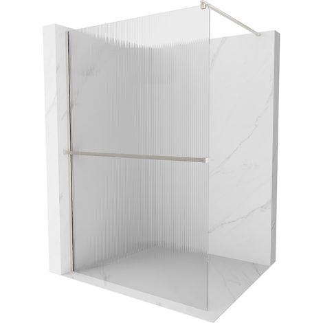 Mexen Kioto+ Duschwand mit Regal Walk-in 130 x 200 cm, klar, gebürstetes Nickel