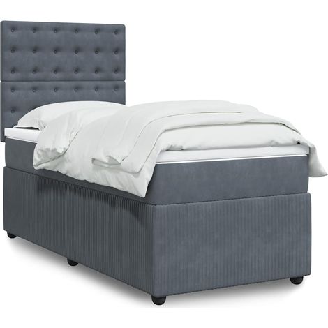 Boxspringbett mit Matratze Dunkelgrau 100x200 cm Samt (1/5)