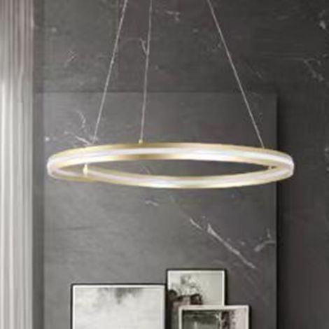 TrAdE Shop Traesio - Lampadario Led Moderno A Semicerchio 100w A Sospensione Luce 4000k 70cm Oro 33450 - (1/5)