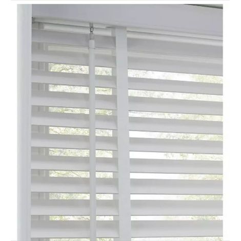 Persiana veneciana de 60x180cm, color blanco - imitación madera. (1/5)