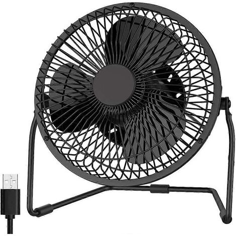 Mini-Tischventilator aus Metall, leise, tragbar, USB-Anschluss – Schwarz