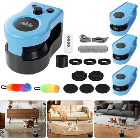 Wolketon Elektrisches Katzenspielzeug Set mit 3 Zusatzmodulen, Fernbedienung und USB-C, Blau (1/5)