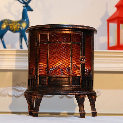 Cheminée LED Nostalgie,Cheminée décorative,électrique,fonctionne sur piles,sans chauffage,Effet flamme/flamme réaliste,avec fonction minuterie (6 heures allumé,18 heures OFF)（24.5x12.5x30cm） (1/5)