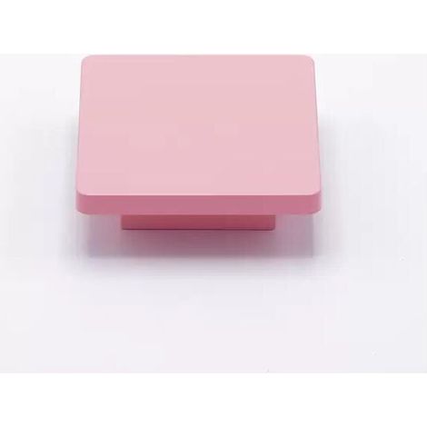 Pomolo piatta e quadrata in goffrato fine rosa 70x70x22mm - 431 Square