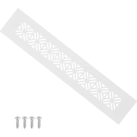 Grille de ventilation 250 x 50 mm, Grille de ventilation d'air de porte, Grille de ventilation d'aluminium, avec vis de montage pour porte de cabinet, blanc (1/5)