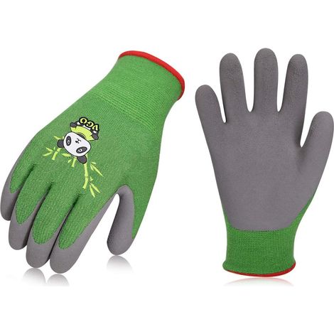 1 paire de gants de jardinage en fibre de bambou pour enfants de 7 à 9 ans, gants en caoutchouc de sécurité souple (1/5)