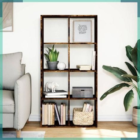 858025 étagère séparatrice de pièce chêne fumé 69,5x29x137,5 cm (1/5)