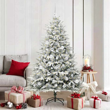 Künstlicher vorbeleuchteter Weihnachtsbaum mit Kugelset Grün