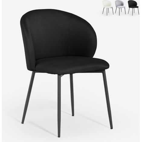 Sedia moderna per sala da pranzo e cucina in tessuto di design Kadim - Nero