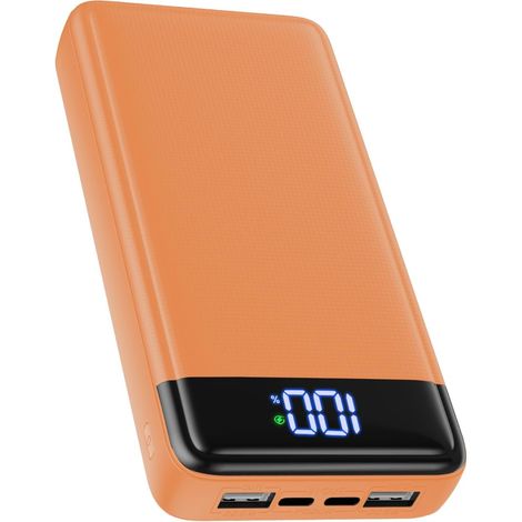Batterie Externe 26800mAh, 22.5W Power Bank, Batterie Portable USB C Input & Output PD3.0 QC4.0 Charge Rapide Chargeur Portable avec Affichage LCD Compatible avec 16 15 14 13 Tablettes etc.(Orange) (1/5)