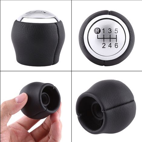 Pommeau de vitesse 6 vitesses pour Toyota Corolla 2007-2013, noir et argent en plastique et cuir PU (1/5)