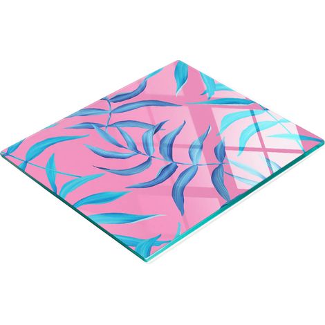 Planche à découper et à servir décorative en verre avec motif de feuilles tropicales 60x52 cm (1/5)