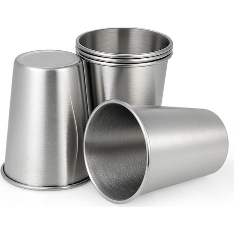 Lot de 5 verres à bière/vin incassables en acier inoxydable 304 de haute qualité, pour enfants. (1/2)
