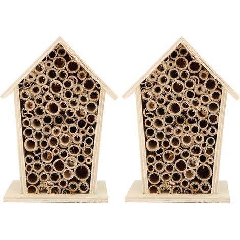 2 abris à abeilles en bois, hôtel à insectes nichoirs extérieur pour décoration jardin (1/5)