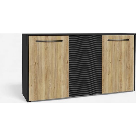 Madia 3 ante in MDF con design a onda 164x88 Karlshamn - Rovere (1/5)
