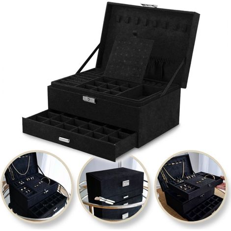 Caja de joyería, estuche, organizador, negro PD119CZ (1/5)